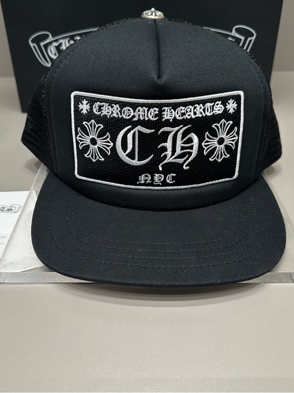 🖤 CHROME HEARTS LIMITED NYC BLACK TRUCKER HAT, NEW! SHOPPING BAG 🖤 - Picture 3 of 6